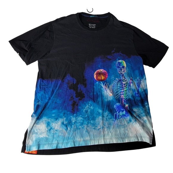 Robert Graham Other - Robert Graham Mens 3XL Skeleton Basketball Graphic T-Shirt‎ Black Blue Cotton